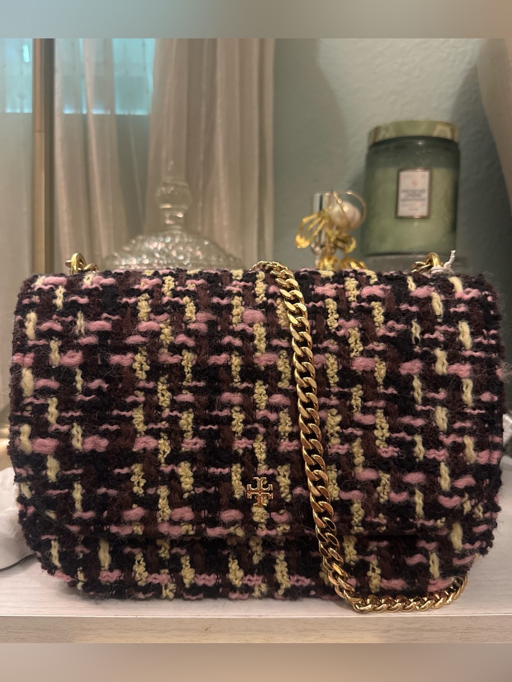 Tory Burch Emerson Tweed Flap Chain Shoulder Bag